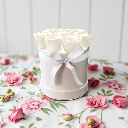 Branded Round Floral Arrangement | 12 to 14 Preserved Roses, Fast Shipping