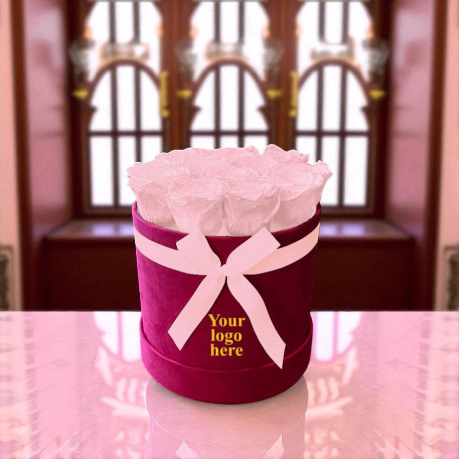 Branded Round Floral Arrangement | 12 to 14 Preserved Roses, Fast Shipping