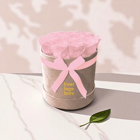 Branded Round Floral Arrangement | 12 to 14 Preserved Roses, Fast Shipping