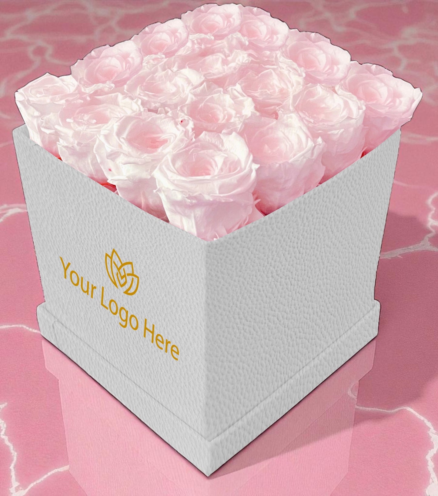 Branded Square Floral Arrangement | 16 Preserved Roses, Fast Shipping