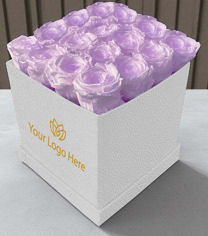 Branded Square Floral Arrangement | 16 Preserved Roses, Fast Shipping