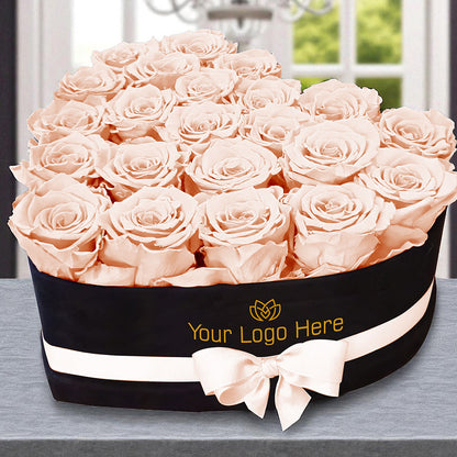 Branded Heart Floral Arrangement | 22 Preserved Roses, Fast Shipping
