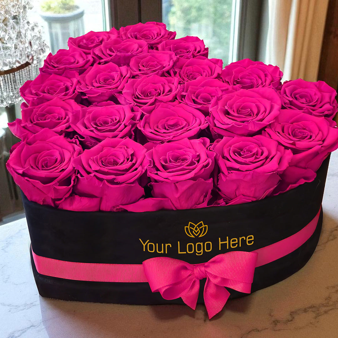 Branded Heart Floral Arrangement | 22 Preserved Roses, Fast Shipping