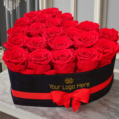 Branded Heart Floral Arrangement | 22 Preserved Roses, Fast Shipping