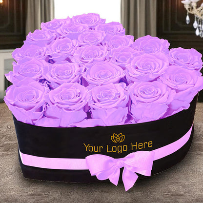 Branded Heart Floral Arrangement | 22 Preserved Roses, Fast Shipping