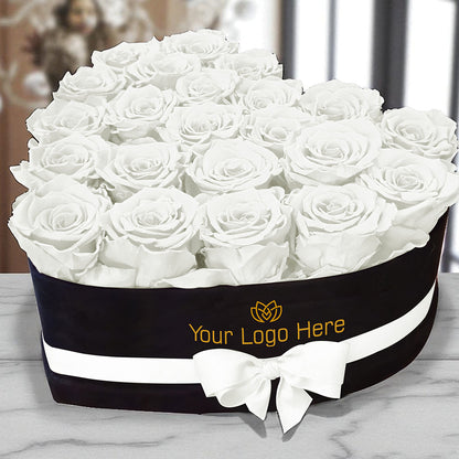 Branded Heart Floral Arrangement | 22 Preserved Roses, Fast Shipping