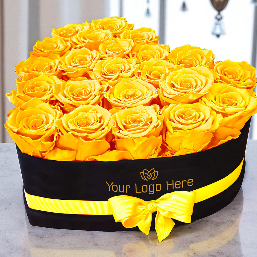 Branded Heart Floral Arrangement | 22 Preserved Roses, Fast Shipping