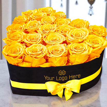 Branded Heart Floral Arrangement | 22 Preserved Roses, Fast Shipping