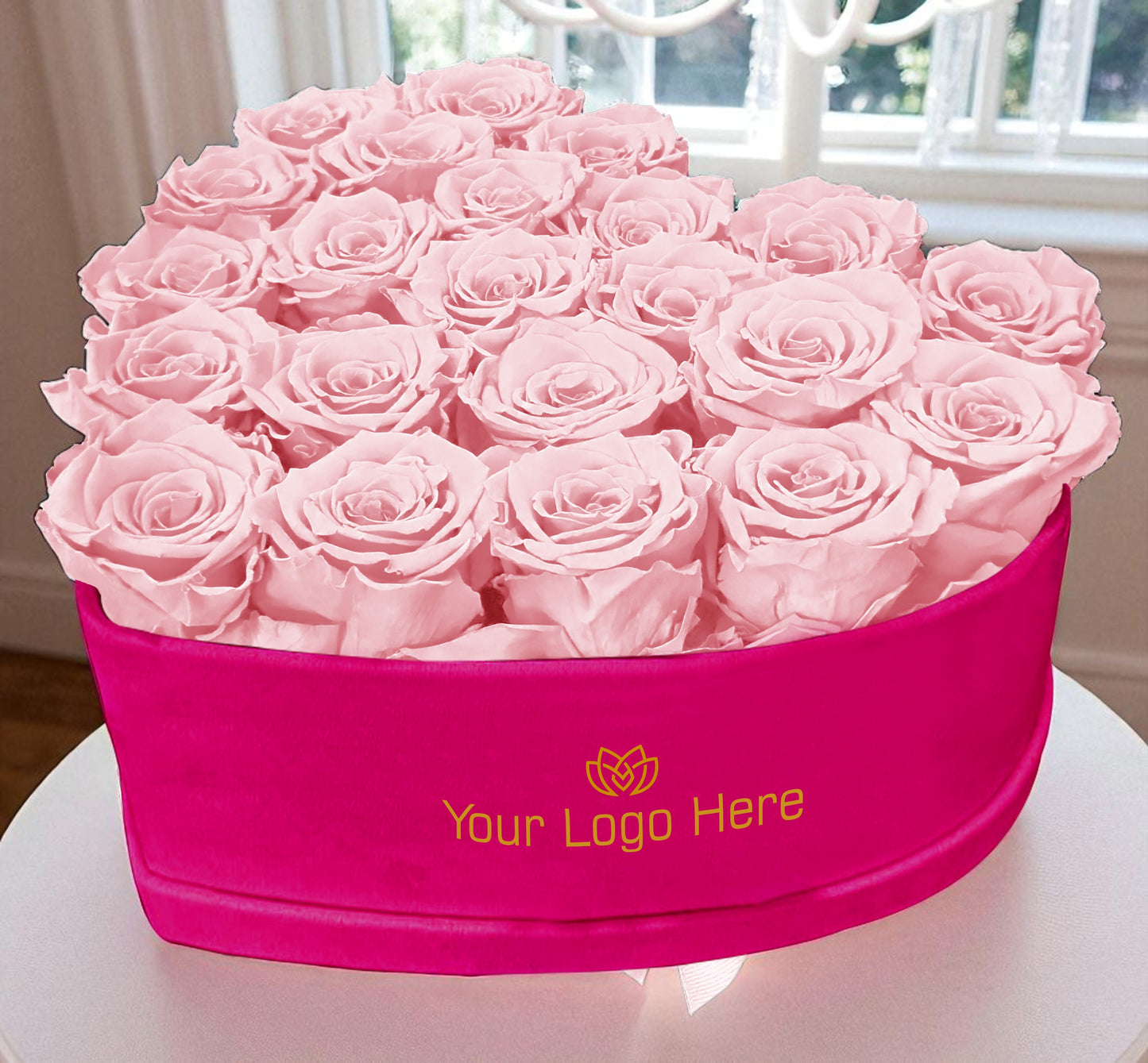 Branded Heart Floral Arrangement | 22 Preserved Roses, Fast Shipping
