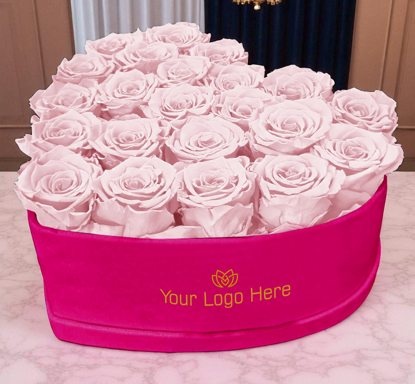Branded Heart Floral Arrangement | 22 Preserved Roses, Fast Shipping