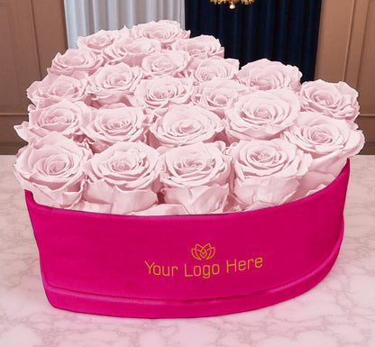 Branded Heart Floral Arrangement | 22 Preserved Roses, Fast Shipping