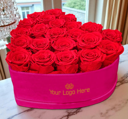 Branded Heart Floral Arrangement | 22 Preserved Roses, Fast Shipping