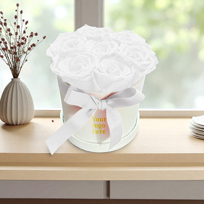 Branded Round Floral Arrangement | 7 Preserved Roses, Fast Shipping