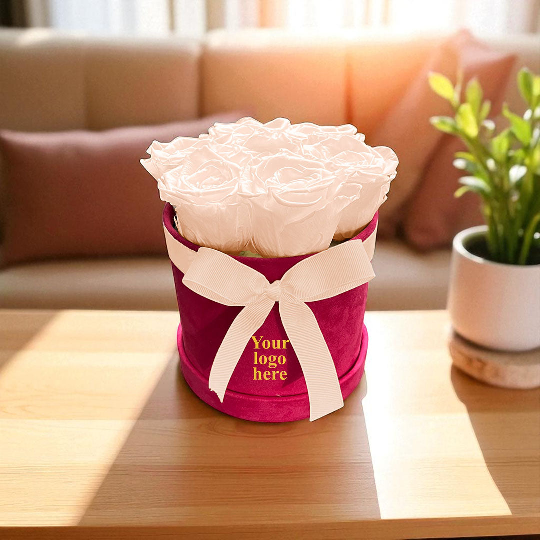 Branded Round Floral Arrangement | 7 Preserved Roses, Fast Shipping