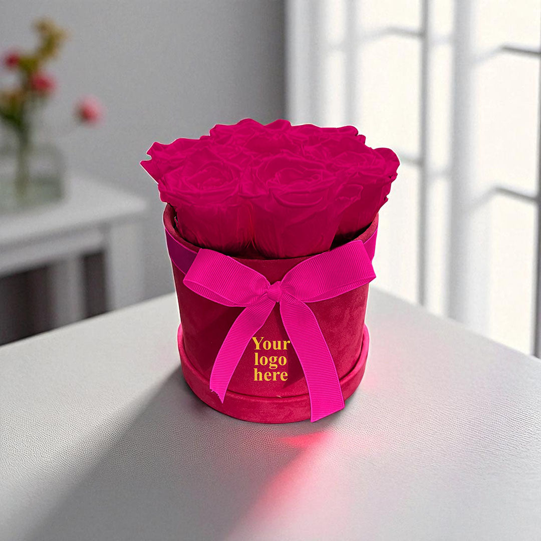 Branded Round Floral Arrangement | 7 Preserved Roses, Fast Shipping
