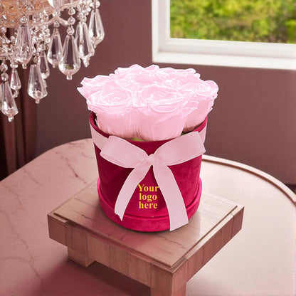 Branded Round Floral Arrangement | 7 Preserved Roses, Fast Shipping