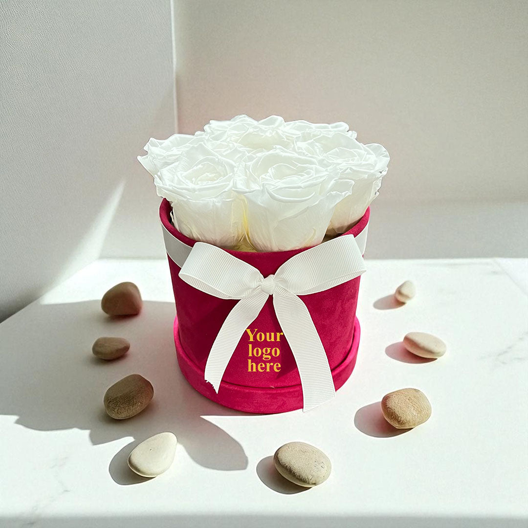 Branded Round Floral Arrangement | 7 Preserved Roses, Fast Shipping