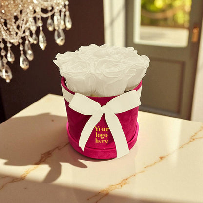 Branded Round Floral Arrangement | 7 Preserved Roses, Fast Shipping