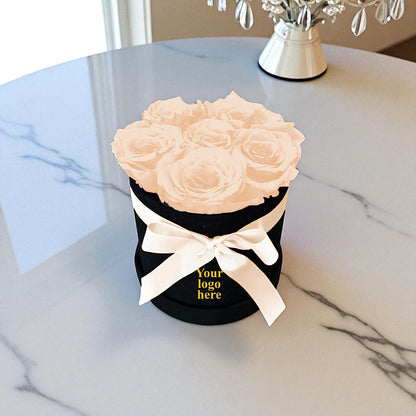 Branded Round Floral Arrangement | 7 Preserved Roses, Fast Shipping
