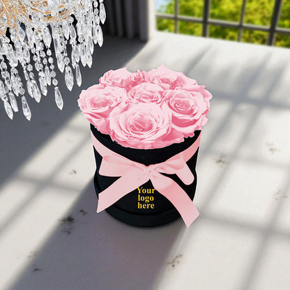 Branded Round Floral Arrangement | 7 Preserved Roses, Fast Shipping