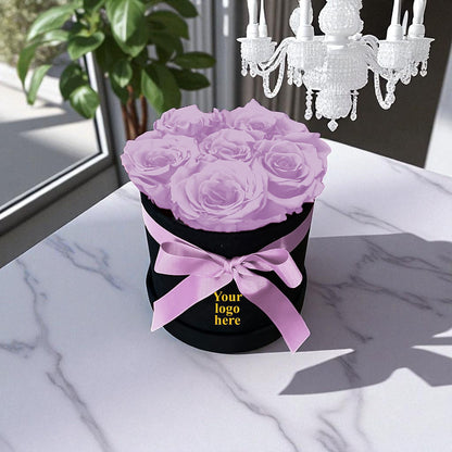 Branded Round Floral Arrangement | 7 Preserved Roses, Fast Shipping