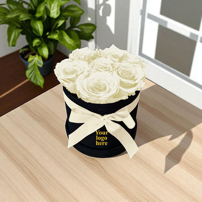 Branded Round Floral Arrangement | 7 Preserved Roses, Fast Shipping