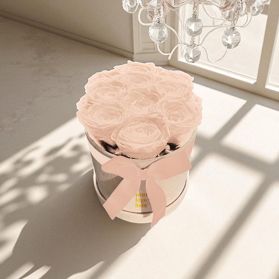 Branded Round Floral Arrangement | 7 Preserved Roses, Fast Shipping