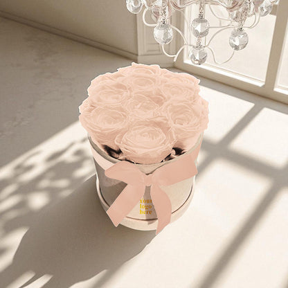 Branded Round Floral Arrangement | 7 Preserved Roses, Fast Shipping