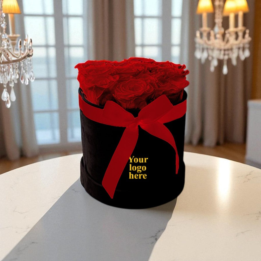 Branded Round Floral Arrangement | 8 to 10 Preserved Roses, Fast Shipping