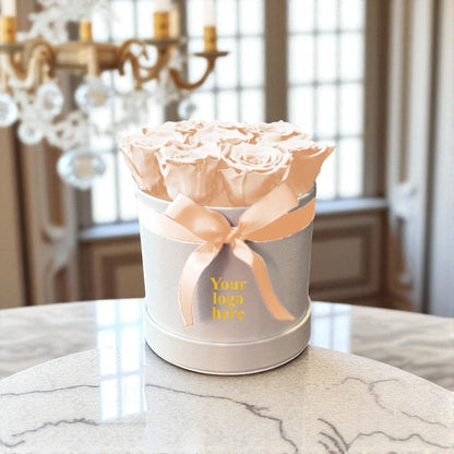 Branded Round Floral Arrangement | 8 to 10 Preserved Roses, Fast Shipping