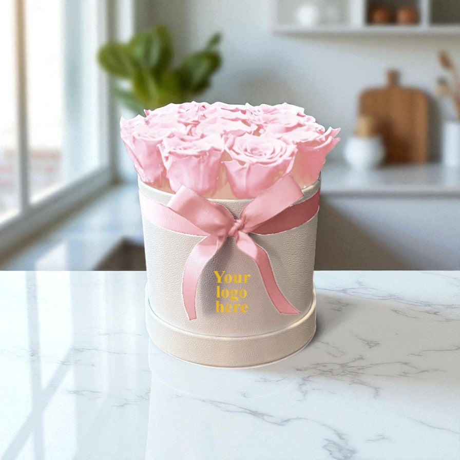Branded Round Floral Arrangement | 8 to 10 Preserved Roses, Fast Shipping