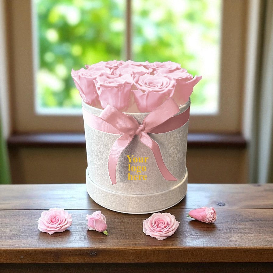 Branded Round Floral Arrangement | 8 to 10 Preserved Roses, Fast Shipping