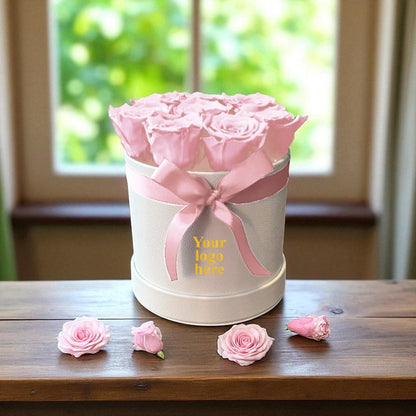 Branded Round Floral Arrangement | 8 to 10 Preserved Roses, Fast Shipping