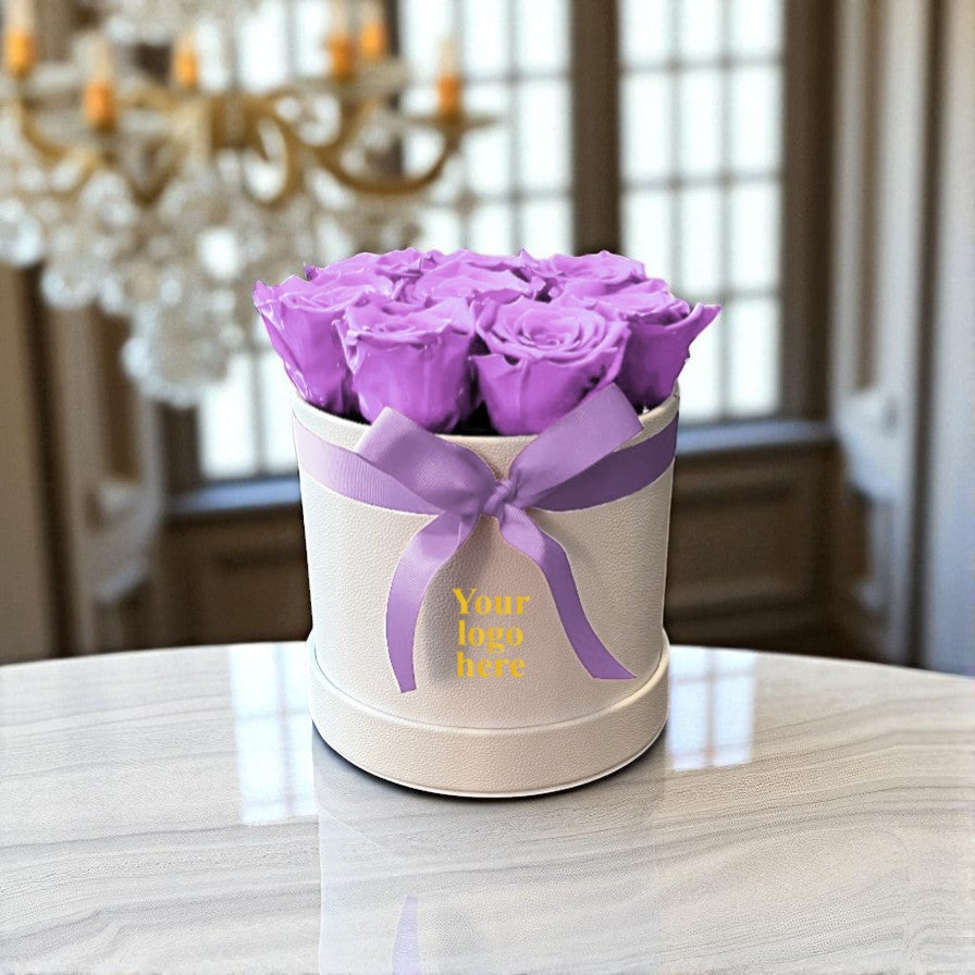 Branded Round Floral Arrangement | 8 to 10 Preserved Roses, Fast Shipping