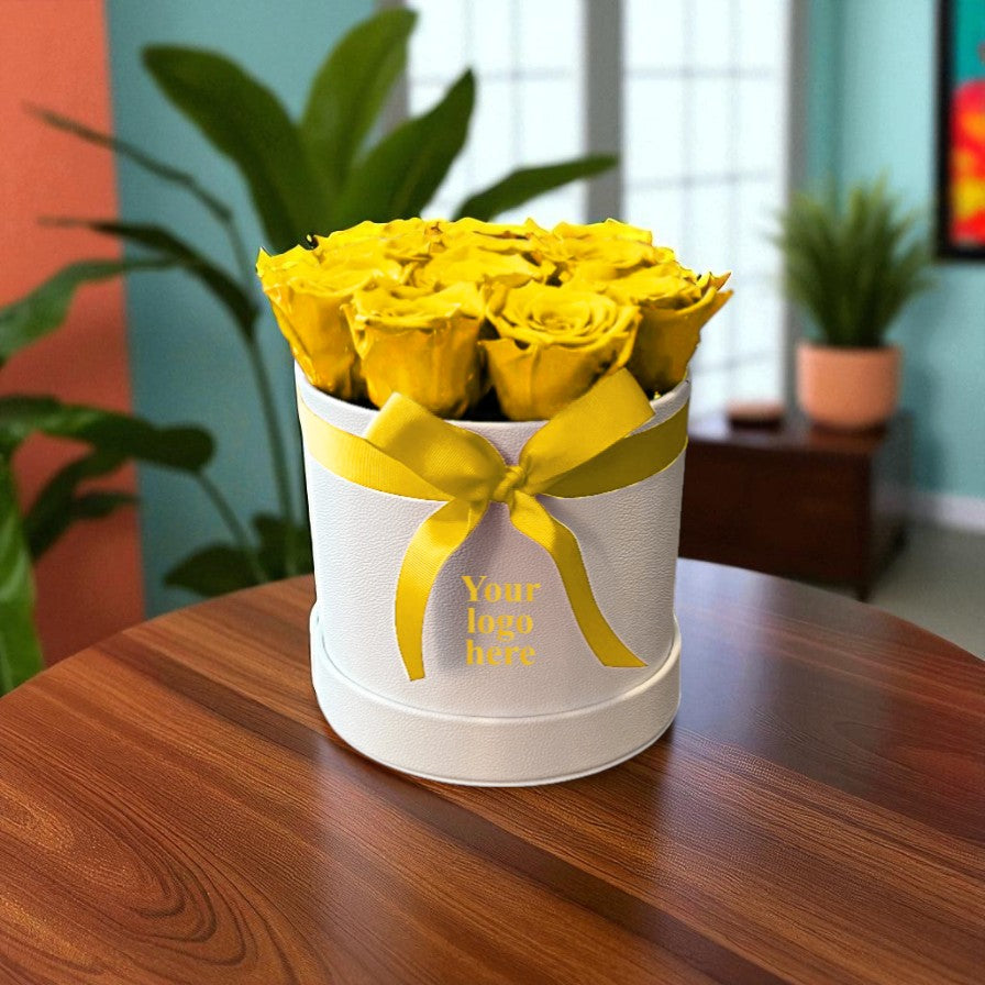 Branded Round Floral Arrangement | 8 to 10 Preserved Roses, Fast Shipping