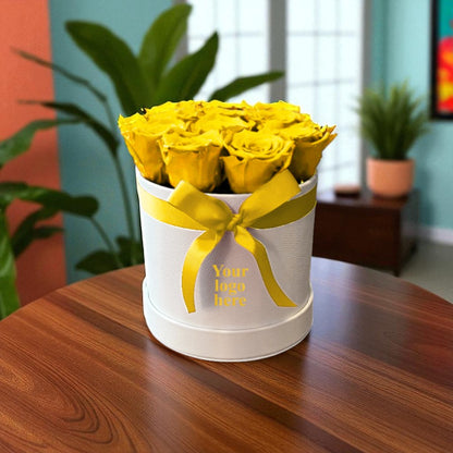 Branded Round Floral Arrangement | 8 to 10 Preserved Roses, Fast Shipping