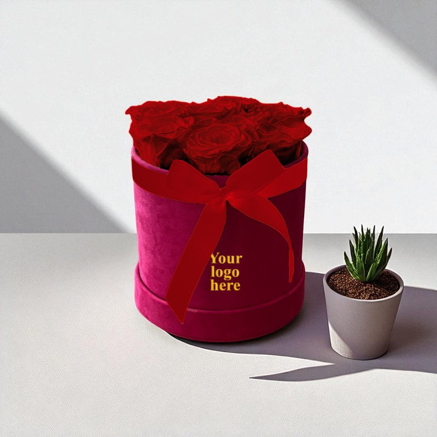 Branded Round Floral Arrangement | 8 to 10 Preserved Roses, Fast Shipping
