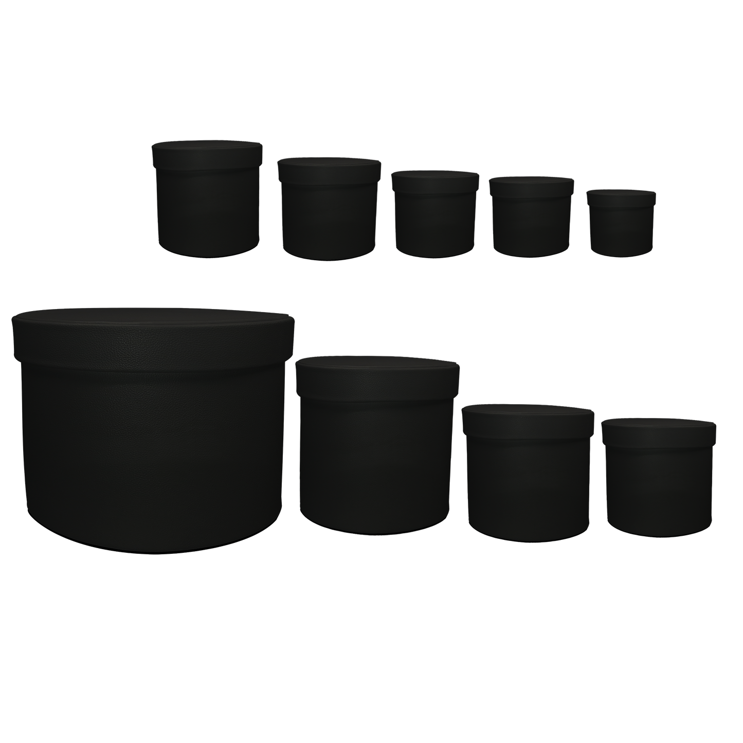 Kit 9 different sizes round and square boxes 9 in 1 - PU Leather Black