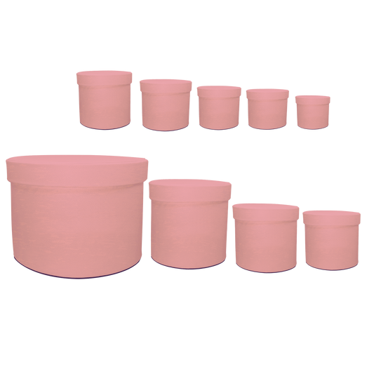 Kit 9 different sizes round boxes 9 in 1 - PU Leather Pink