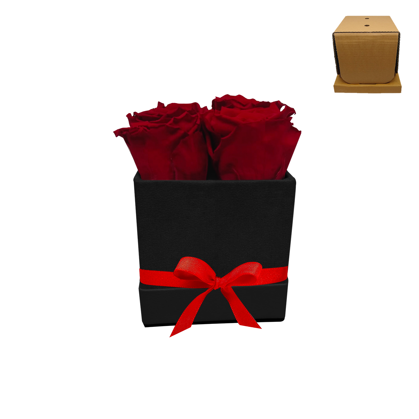 LUXURY ROSEAMOR 4 PRESERVED ROSES ARRANGEMENT - SQUARE BOX-Stock