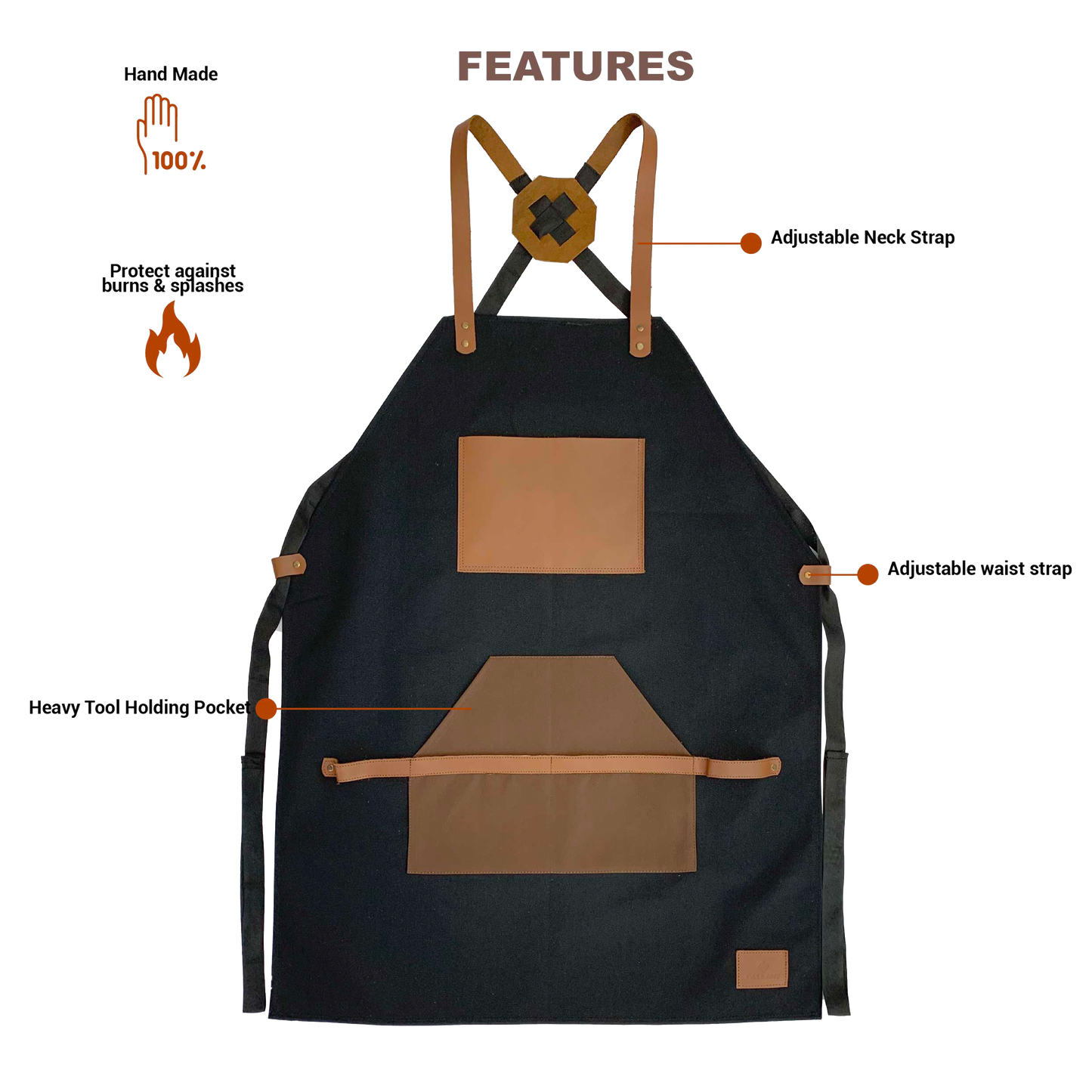 Canvas & Leather Apron - Black- Stock