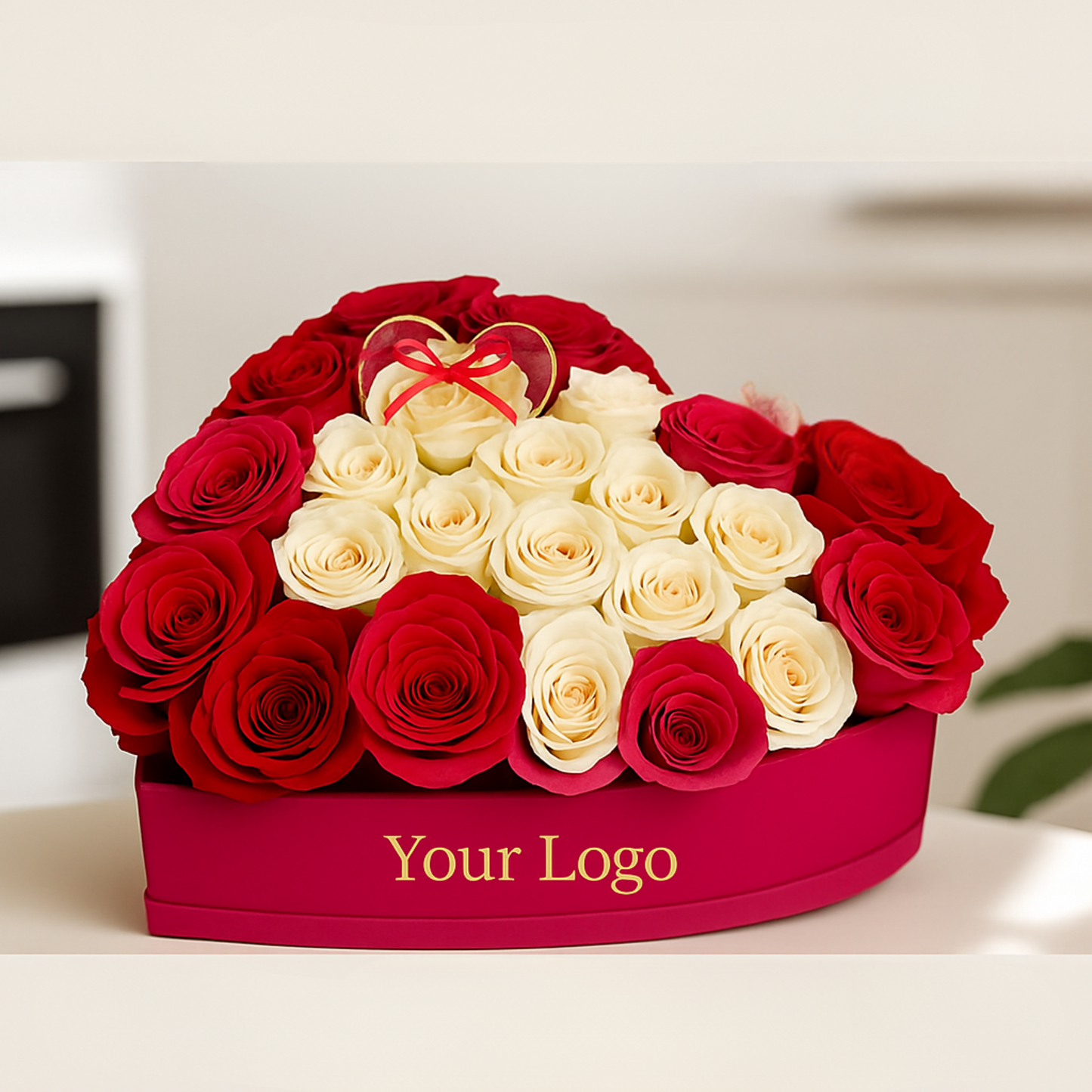 Caja con forma de corazón - Cuero PU negro
