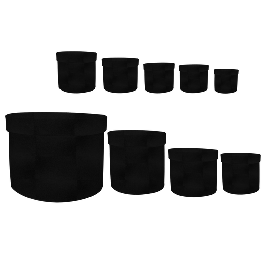 Kit 9 different sizes round and square boxes 9 in 1 - Suede Black