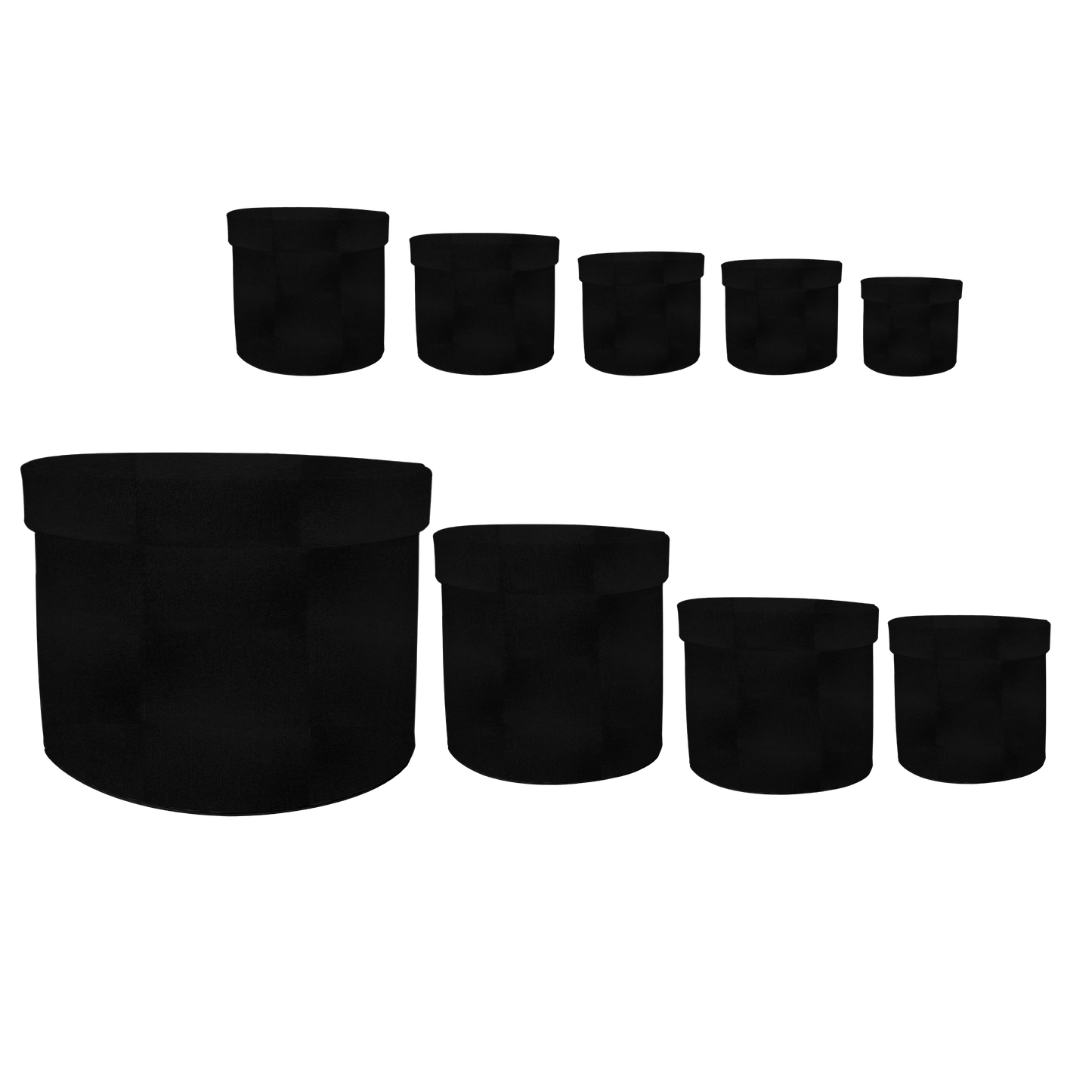 Kit 9 different sizes round and square boxes 9 in 1 - Suede Black