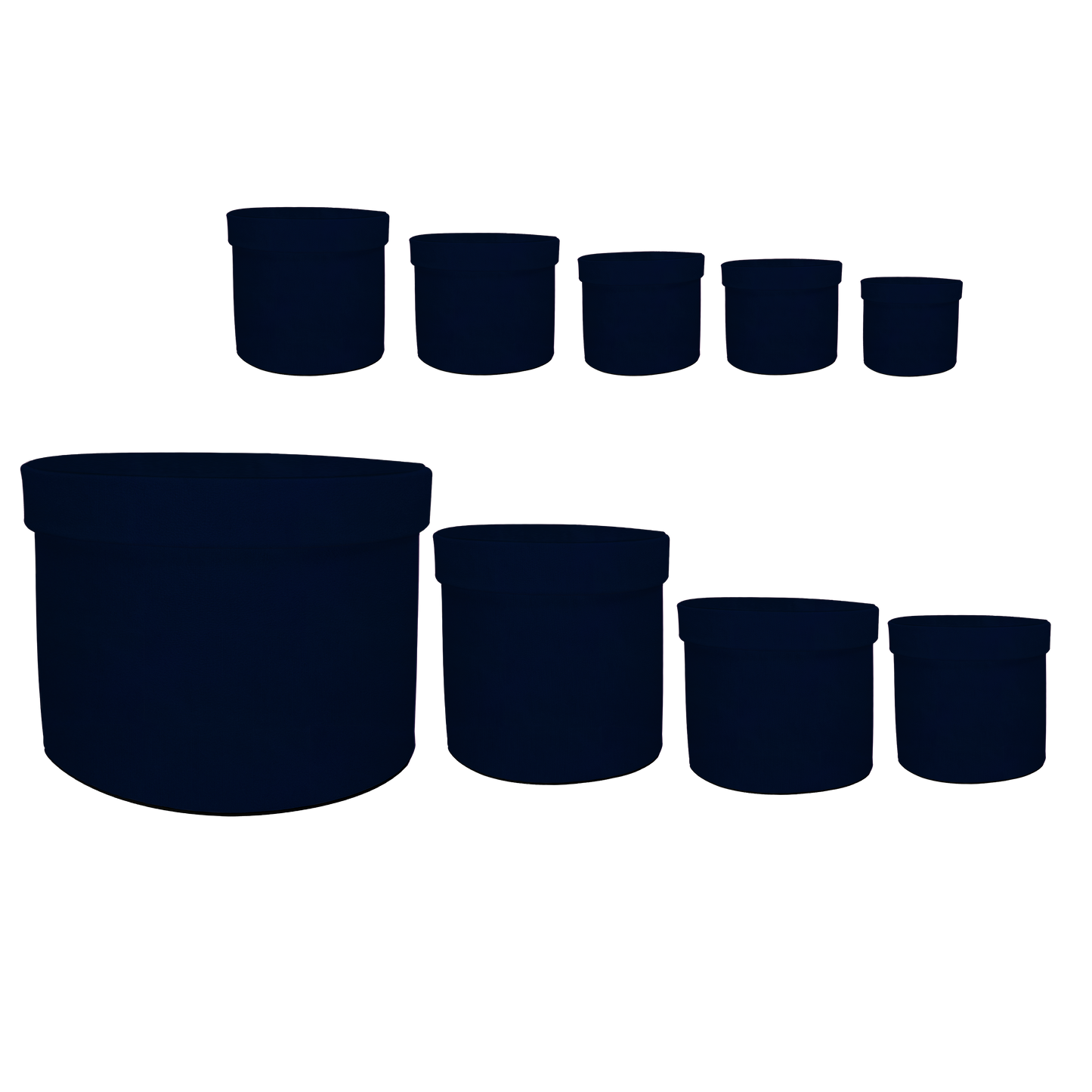 Kit 9 different sizes round and square boxes 9 in 1 - Suede Navy Blue