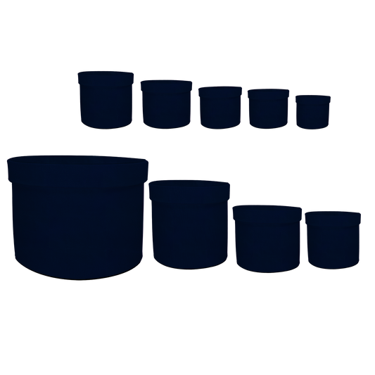 Kit 9 different sizes round boxes 9 in 1 - Suede Navy Blue