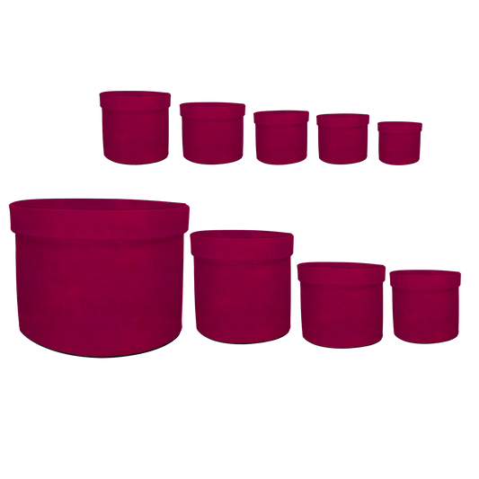 Kit 9 different sizes round and square boxes 9 in 1 - Suede Fucsia