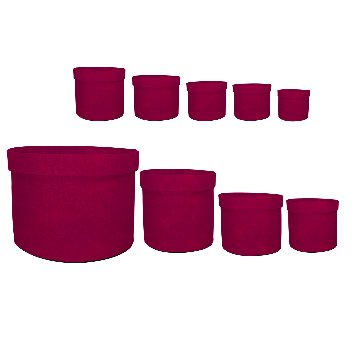 Kit 9 different sizes round boxes 9 in 1 - Suede Fucsia