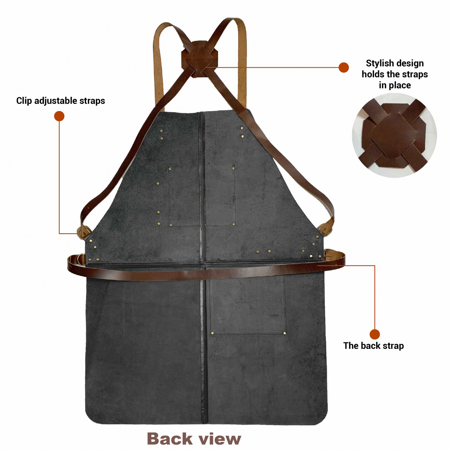 Gabanna Leather Apron - Black- Stock