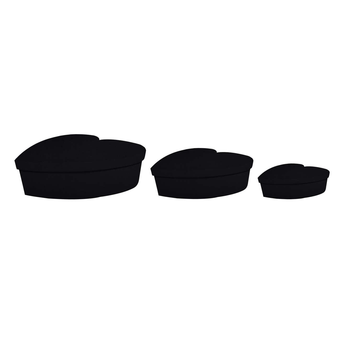 Kit 3 different sizes heart shape boxes 3 in 1 - Velvet Black